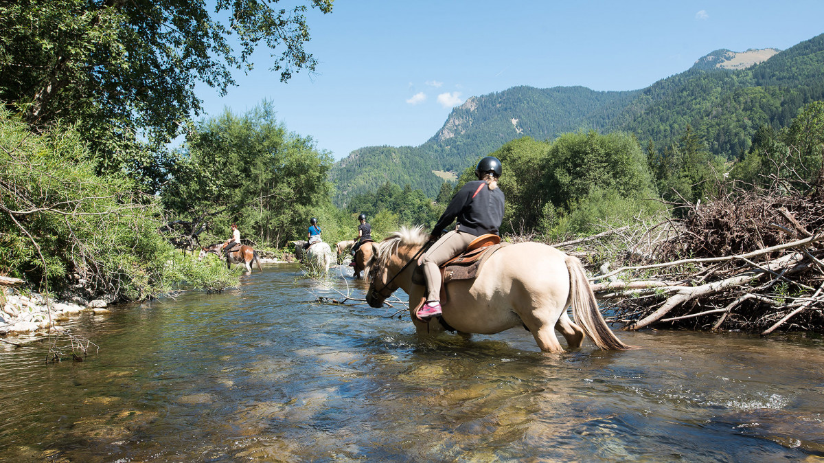 Traversée de la rivière avec les chevaux