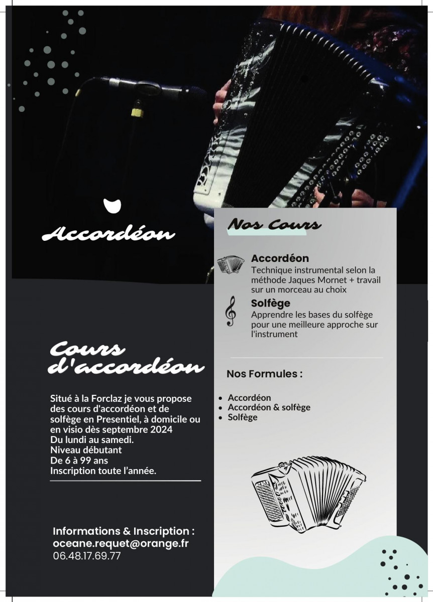 cours d'accordéon et ou de solfège