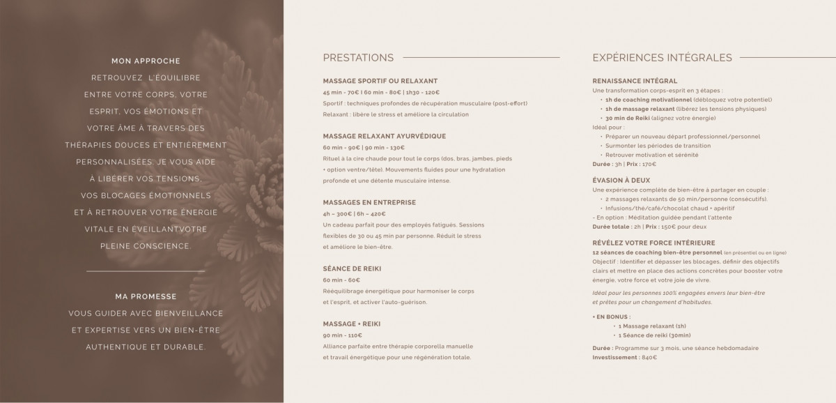 Massage, reïkï and well-being