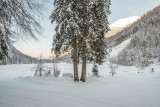 Le Lac de Montriond gelé en hiver