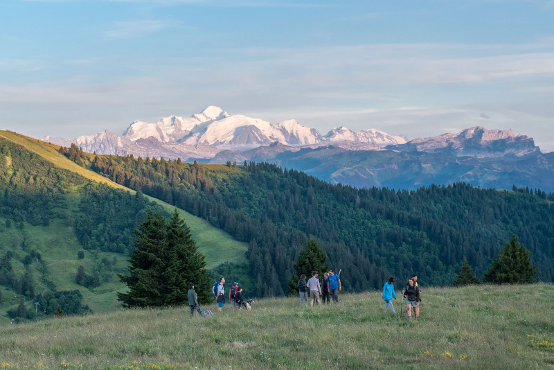 Vue panoramique sur le Mont-Blanc et retour à la lueur des flambeaux