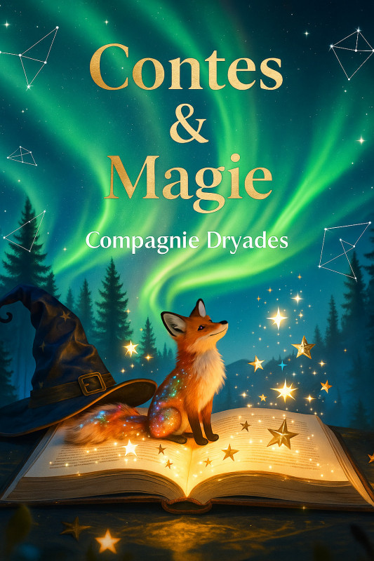 Affiche du spectacle contes et magie de la compagnie dryades.